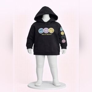 Kids Black Hoodie with Colorful Smiley Faces